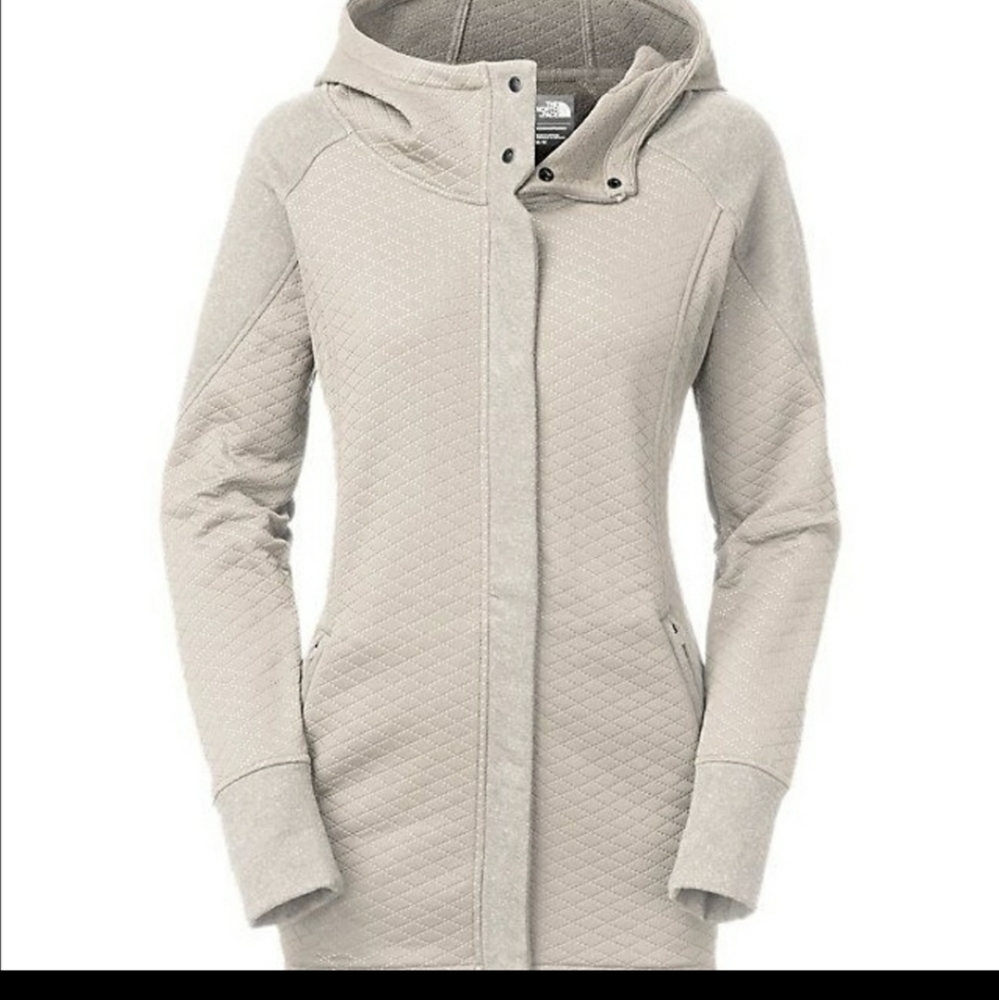 North face ivory long jacket/sweatshirt size large